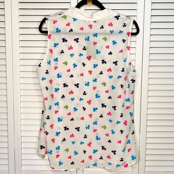 ☘️Lilly Pulitzer Resort White Tossed Mini Clover Andria Top🌈☘️ - Picture 3 of 11